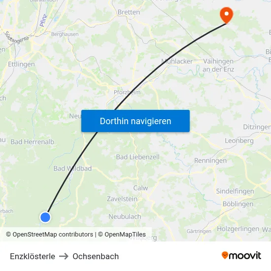Enzklösterle to Ochsenbach map