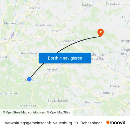 Verwaltungsgemeinschaft Neuenbürg to Ochsenbach map
