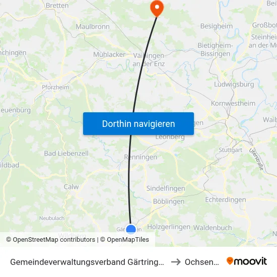 Gemeindeverwaltungsverband Gärtringen/Ehningen to Ochsenbach map