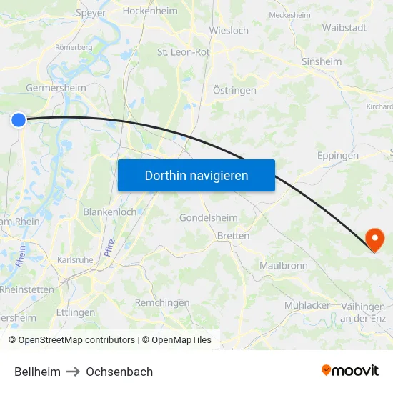 Bellheim to Ochsenbach map