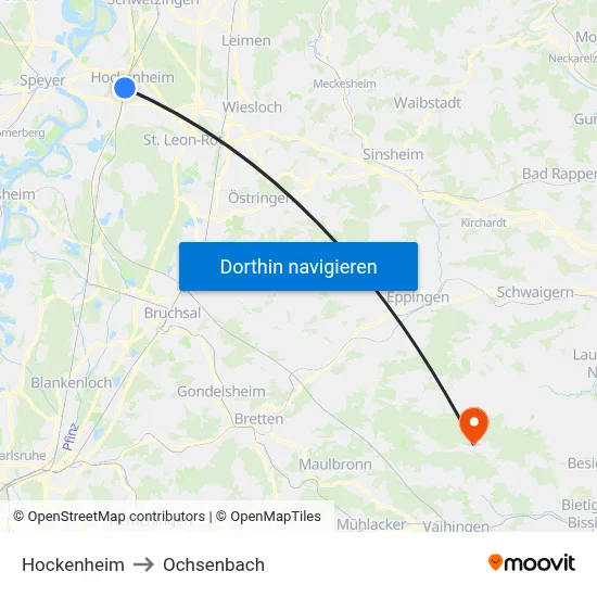Hockenheim to Ochsenbach map