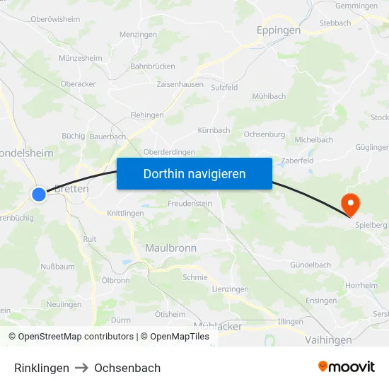 Rinklingen to Ochsenbach map