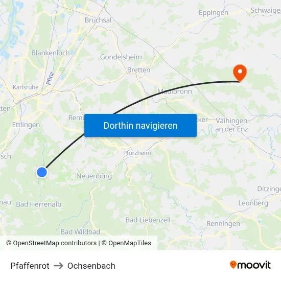 Pfaffenrot to Ochsenbach map