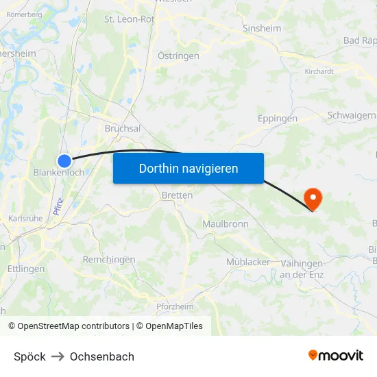 Spöck to Ochsenbach map