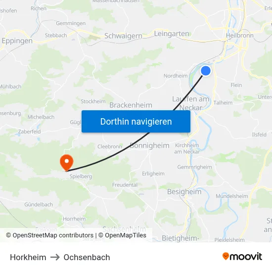 Horkheim to Ochsenbach map