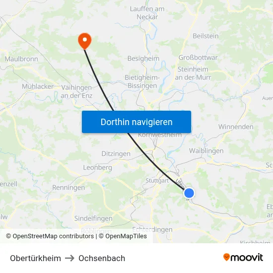 Obertürkheim to Ochsenbach map