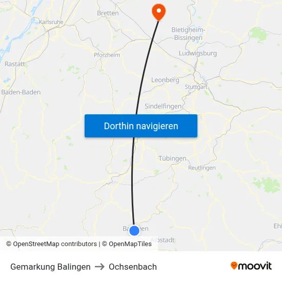 Gemarkung Balingen to Ochsenbach map