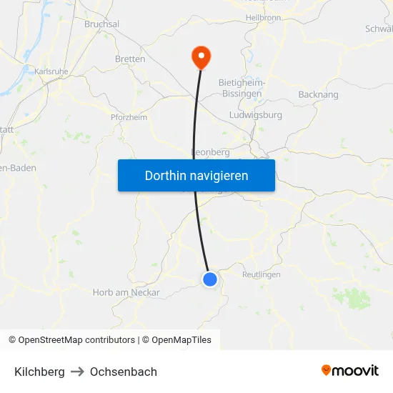 Kilchberg to Ochsenbach map