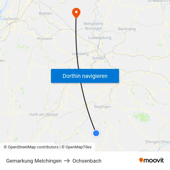 Gemarkung Melchingen to Ochsenbach map