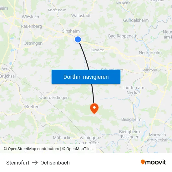 Steinsfurt to Ochsenbach map