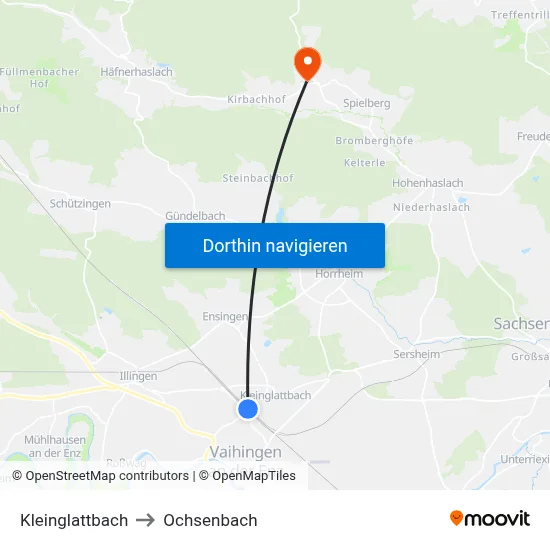 Kleinglattbach to Ochsenbach map