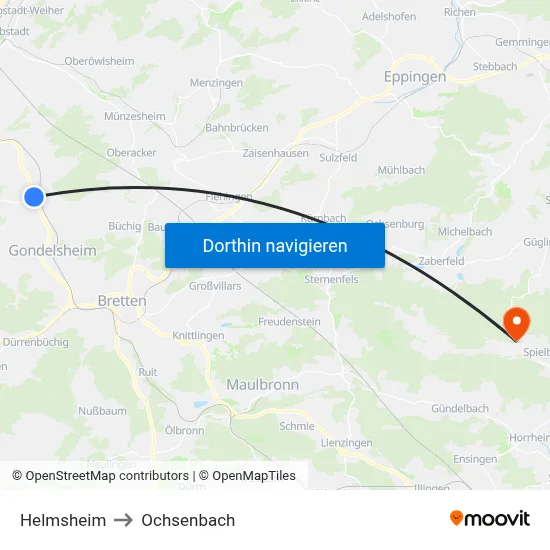 Helmsheim to Ochsenbach map