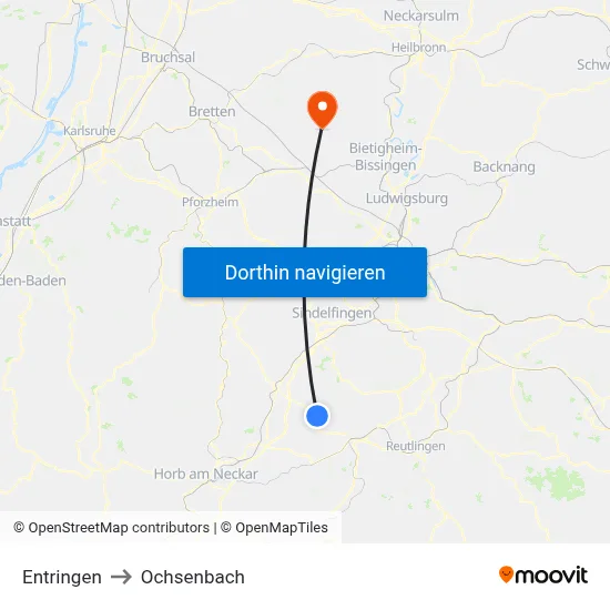 Entringen to Ochsenbach map