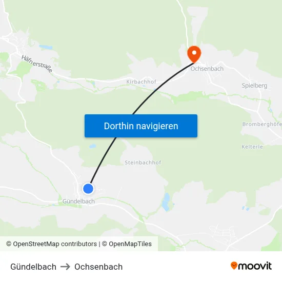 Gündelbach to Ochsenbach map