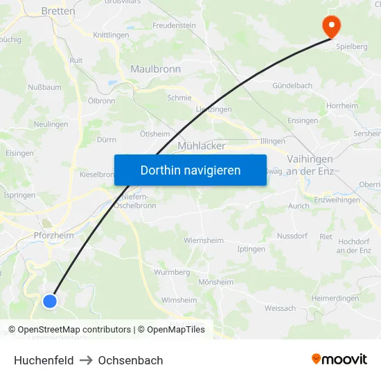 Huchenfeld to Ochsenbach map