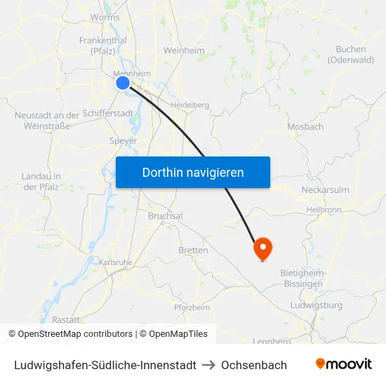 Ludwigshafen-Südliche-Innenstadt to Ochsenbach map