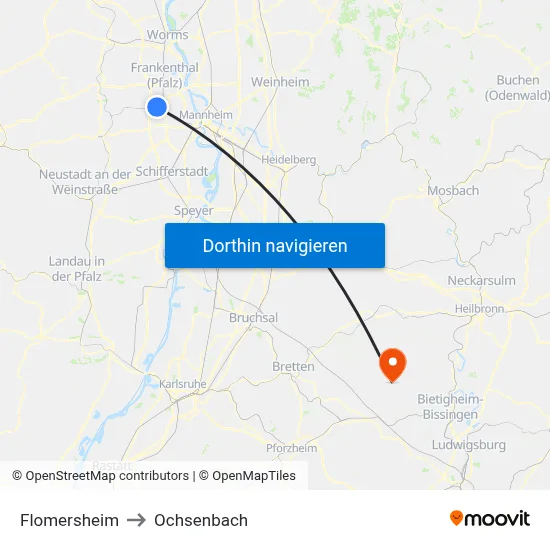 Flomersheim to Ochsenbach map