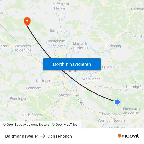 Baltmannsweiler to Ochsenbach map