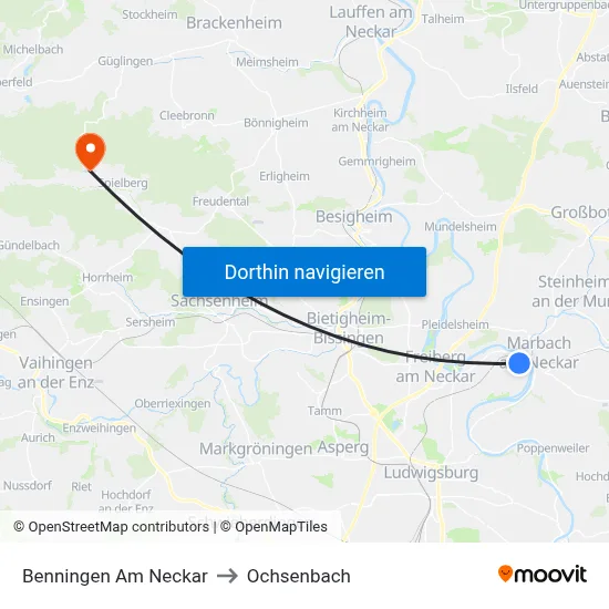 Benningen Am Neckar to Ochsenbach map