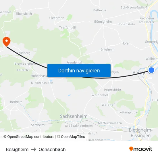 Besigheim to Ochsenbach map