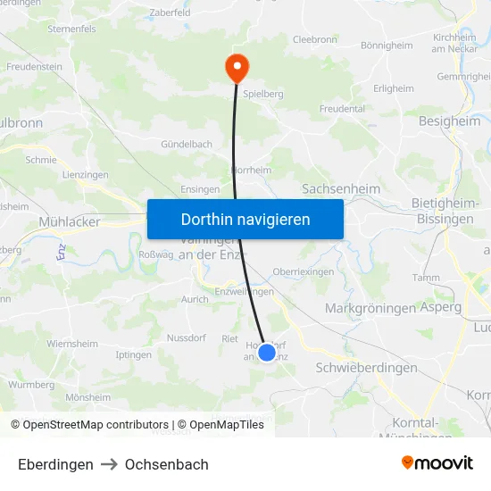 Eberdingen to Ochsenbach map