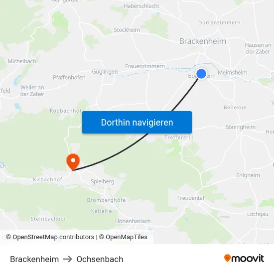Brackenheim to Ochsenbach map