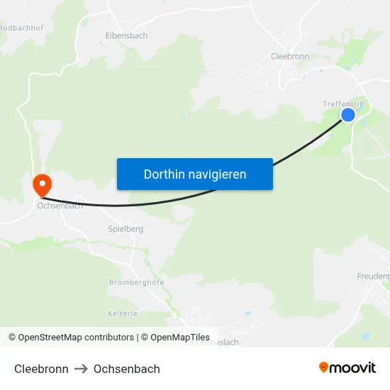 Cleebronn to Ochsenbach map