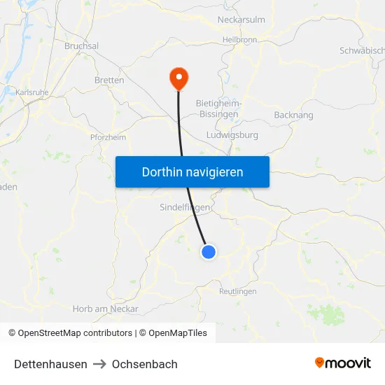 Dettenhausen to Ochsenbach map