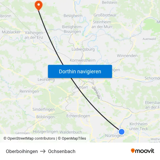Oberboihingen to Ochsenbach map