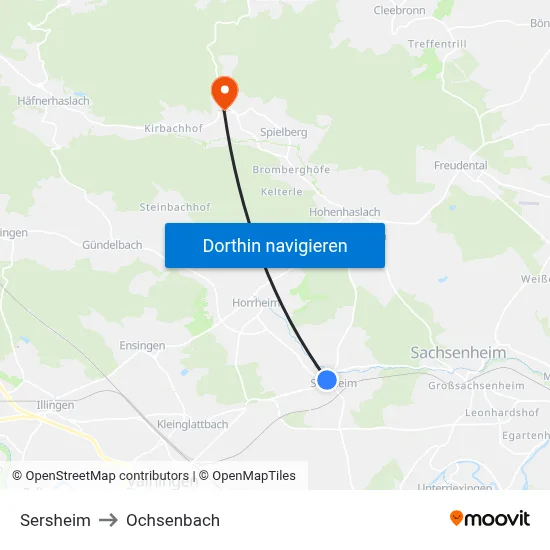 Sersheim to Ochsenbach map