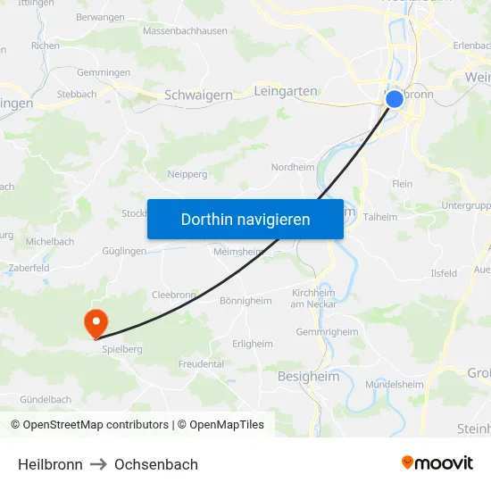 Heilbronn to Ochsenbach map