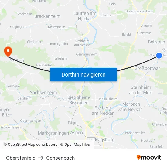 Oberstenfeld to Ochsenbach map