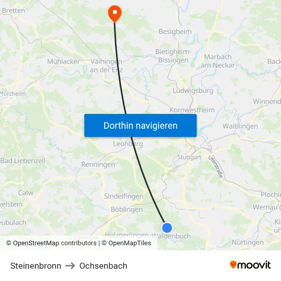 Steinenbronn to Ochsenbach map