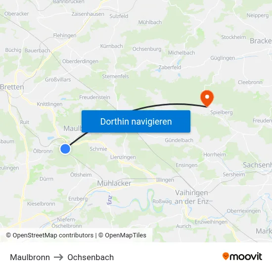 Maulbronn to Ochsenbach map