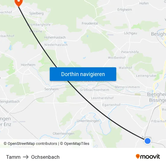 Tamm to Ochsenbach map