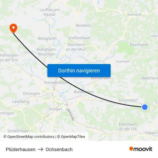 Plüderhausen to Ochsenbach map