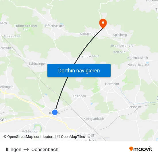 Illingen to Ochsenbach map
