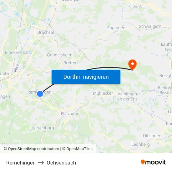 Remchingen to Ochsenbach map