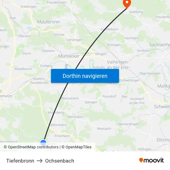 Tiefenbronn to Ochsenbach map