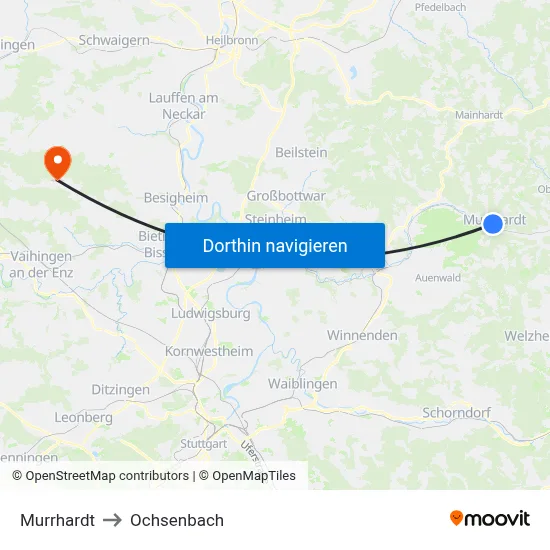 Murrhardt to Ochsenbach map