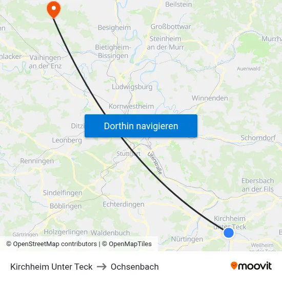 Kirchheim Unter Teck to Ochsenbach map