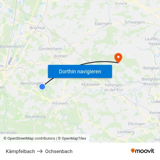 Kämpfelbach to Ochsenbach map