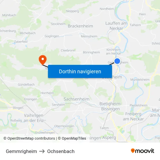 Gemmrigheim to Ochsenbach map