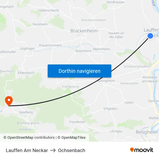 Lauffen Am Neckar to Ochsenbach map
