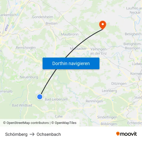 Schömberg to Ochsenbach map