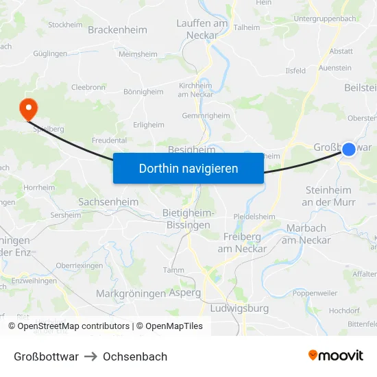 Großbottwar to Ochsenbach map