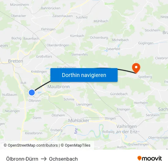 Ölbronn-Dürrn to Ochsenbach map