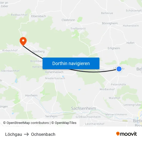 Löchgau to Ochsenbach map