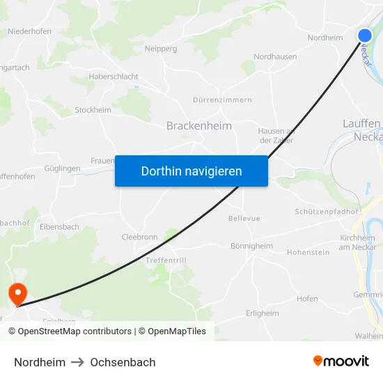 Nordheim to Ochsenbach map