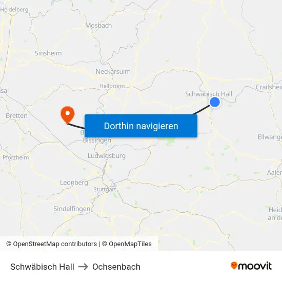 Schwäbisch Hall to Ochsenbach map